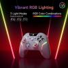 imageEasySMX X20 Wireless Gaming Controller with RGB Backlit 2Stage Hall Effect Stick 1000Hz Polling Rate 6Axis Gyro on MultiPlatform Mech Buttons Compatible with PCSwitchSteamAndroidwhitegrey grips