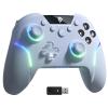 imageEasySMX X20 Wireless Gaming Controller with RGB Backlit 2Stage Hall Effect Stick 1000Hz Polling Rate 6Axis Gyro on MultiPlatform Mech Buttons Compatible with PCSwitchSteamAndroidwhitegrey grips