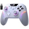 imageEasySMX X20 Wireless Gaming Controller with RGB Backlit 2Stage Hall Effect Stick 1000Hz Polling Rate 6Axis Gyro on MultiPlatform Mech Buttons Compatible with PCSwitchSteamAndroidwhite