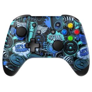 imageEasySMX Switch Controllers Wireless Switch Pro Controller for SwitchSwitch LiteSwitch OLEDPCiOSAndroidSwitch Remote Gamepad with LED LightProgrammableVibrationTurboWakeupGraffitiBlue Graffiti