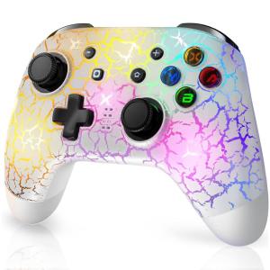 imageEasySMX Switch Controllers Wireless Switch Pro Controller for SwitchSwitch LiteSwitch OLEDPCiOSAndroidSwitch Remote Gamepad with LED LightProgrammableVibrationTurboWakeupGraffitiWhite with LED Light