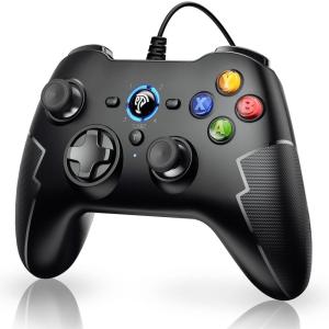 imageEasySMX Wired Gaming ControllerPC Game Controller Joystick with DualVibration Turbo and Trigger Buttons for Windows PC PS3 Android TV BoxTeslaBlackblack