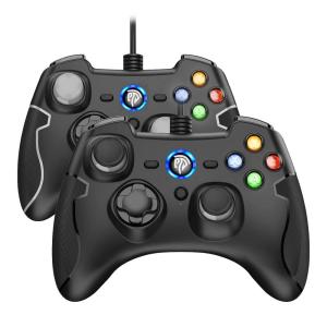 imageEasySMX Wired Gaming ControllerPC Game Controller Joystick with DualVibration Turbo and Trigger Buttons for Windows PC PS3 Android TV BoxTeslaBlackblack and gray