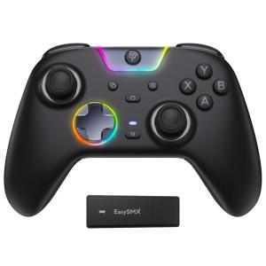 imageEasySMX X05Pro Wireless PC Controller  QuietPress Buttons 2Stage Impulse Triggers 2 Programmable Buttons Hall Joysticks 1000mAh Battery 1000Hz Polling Gaming Controller for PCSwitchAndroidiOSblack