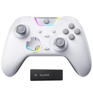 imageEasySMX X05Pro Wireless PC Controller  QuietPress Buttons 2Stage Impulse Triggers 2 Programmable Buttons Hall Joysticks 1000mAh Battery 1000Hz Polling Gaming Controller for PCSwitchAndroidiOSwhite