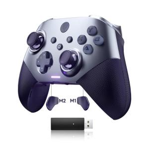 imageEasySMX X10 PC Controller for Black Myth Wukong  Enhanced Wireless Bluetooth Controller with a Swappable FaceplateHall Joysticks and Triggers for PCSwitchSteamAndroid TVAndroid and iOS MobilePurpleHall Effect
