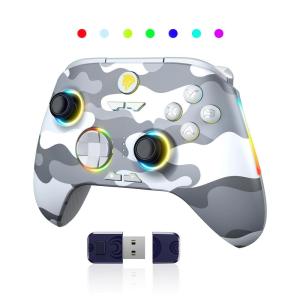 imageEasySMX X15 PC Controller  Enhanced Wireless Bluetooth Controller with Hall JoysticksHall TriggersRGB Lighting  No Stick Drift No Dead Zone  Work for Windows PC Android Steam and Switchgrey