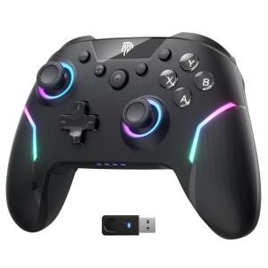 imageEasySMX X20 Wireless Gaming Controller with RGB Backlit 2Stage Hall Effect Stick 1000Hz Polling Rate 6Axis Gyro on MultiPlatform Mech Buttons Compatible with PCSwitchSteamAndroidblack