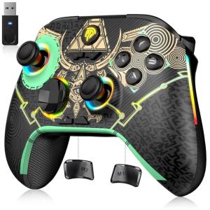 imageEasySMX X20 Wireless Gaming Controller with RGB Backlit 2Stage Hall Effect Stick 1000Hz Polling Rate 6Axis Gyro on MultiPlatform Mech Buttons Compatible with PCSwitchSteamAndroidgun
