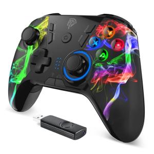 imageEasySMX X20 Wireless Gaming Controller with RGB Backlit 2Stage Hall Effect Stick 1000Hz Polling Rate 6Axis Gyro on MultiPlatform Mech Buttons Compatible with PCSwitchSteamAndroidcolorful No RGB