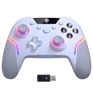 imageEasySMX X20 Wireless PC Controller with 4 Back Paddles Hall Joysticks DualMode Triggers 1000Hz Polling RGB 1000mAh  BluetoothUSB Gaming Controller for PCSwitchSteamAndroidwhite