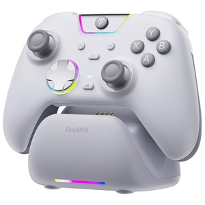 image:imageEasySMX X05Pro Wireless PC Gaming Controller with Smart Charging Dock  Full Quiet Buttons DualStage Linear Triggers 8Way DPad Programmable Buttons Hall Effect Joysticks 1000mAh Long Battery Life 1000Hz Polling Rate Compatible with PCSwitchAndroidiOS Whitewhite